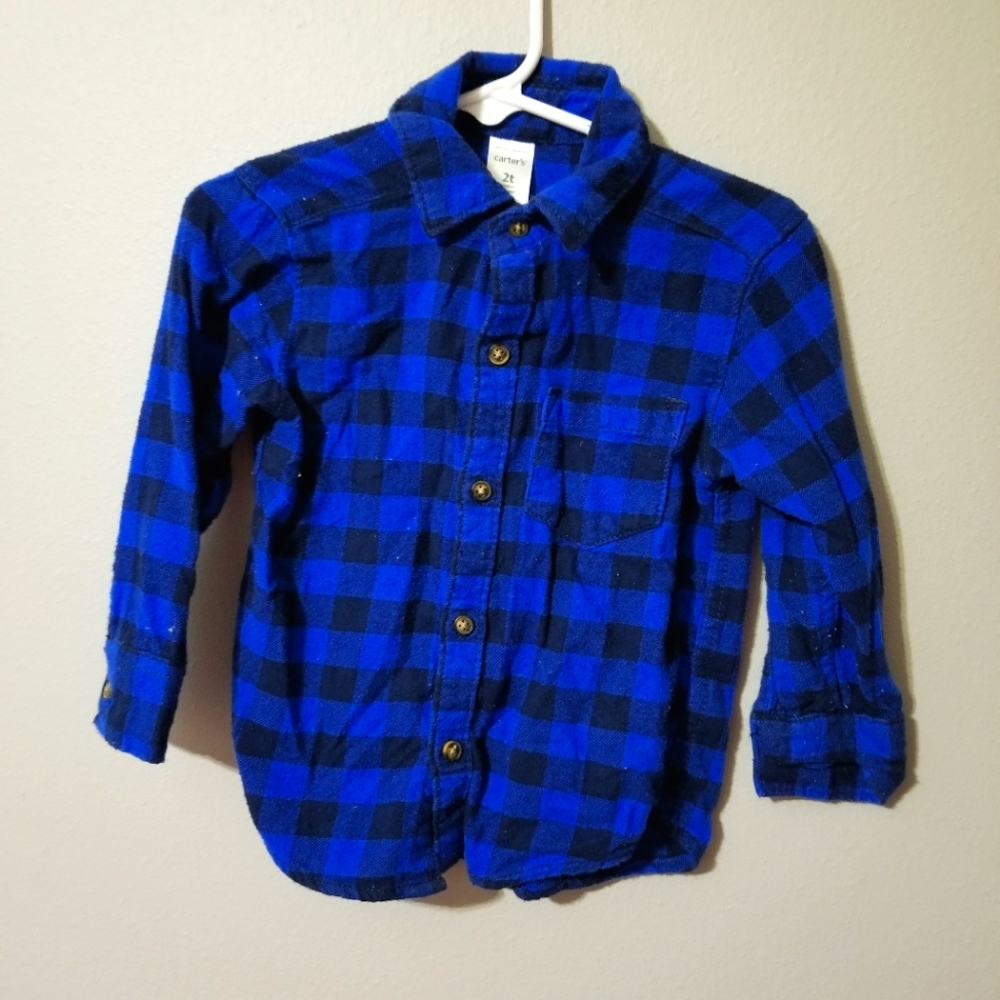 Carters blue buffalo plaid flannel shirt